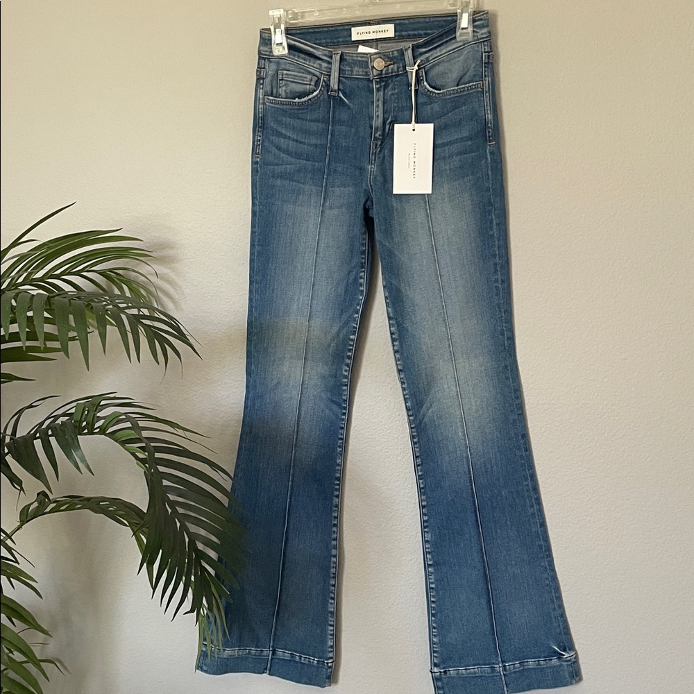 Flying Monkey Light Wash Flare Jeans Blue Skinny Kick Bootcut Jeans Wide Leg NEW